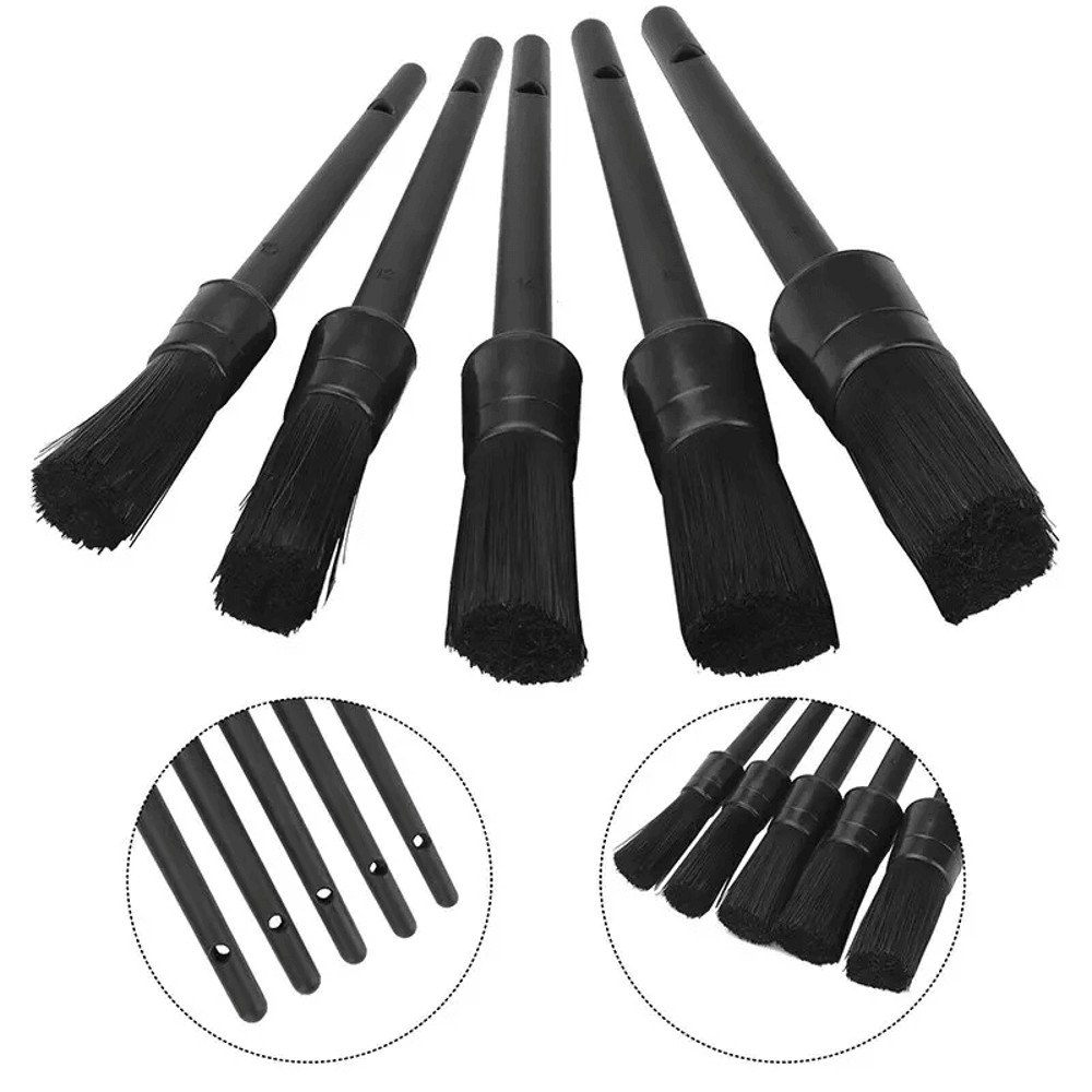 Car Detailing Brush Kit Natural Boar Hair Brushes For Interior Wheel Cleaning 2
