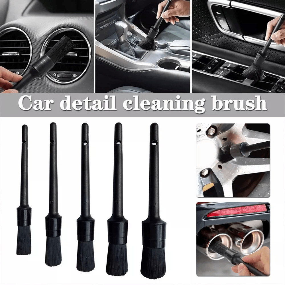 Car Detailing Brush Kit Natural Boar Hair Brushes For Interior Wheel Cleaning 1