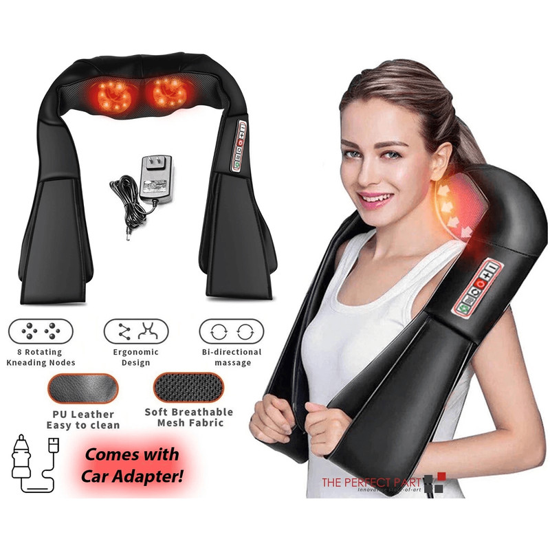 Deep Tissue Shiatsu Back Neck And Shoulder Massager With Heat 3D Kneading Massage Pillow For Office 0