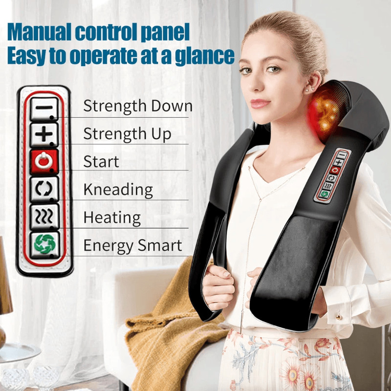 Deep Tissue Shiatsu Back Neck And Shoulder Massager With Heat 3D Kneading Massage Pillow For Office 2
