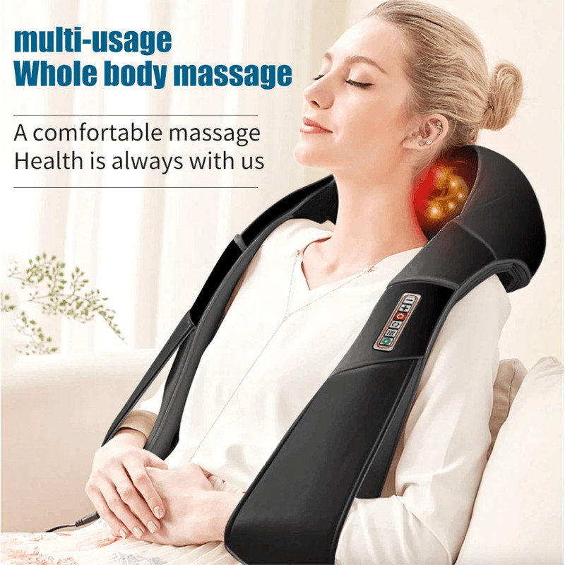 Deep Tissue Shiatsu Back Neck And Shoulder Massager With Heat 3D Kneading Massage Pillow For Office 1