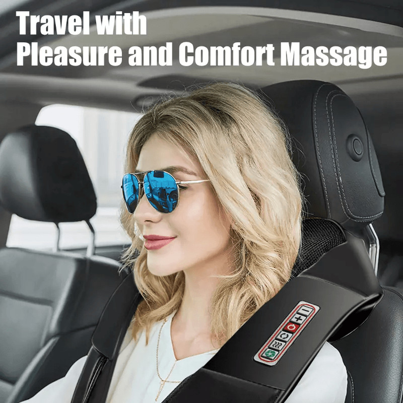 Deep Tissue Shiatsu Back Neck And Shoulder Massager With Heat 3D Kneading Massage Pillow For Office 4