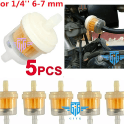 universal motor inline gas oil fuel filter, 5 pack for small engine fuel line hose, fits mowers, go karts, snowblowers