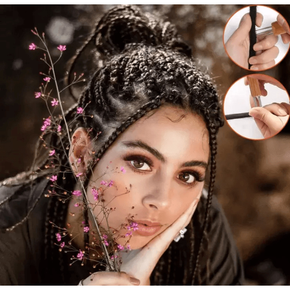 5Pcs DIY Crochet Needle Hook Set For Dreadlocks  Bamboo Handle Hair Braiding  Knitting Tool For Loc 6