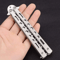 Balisong Butterfly Trainer Knife Practice Tool Safe Metal Black Silver Flip Knife For Beginners Gi