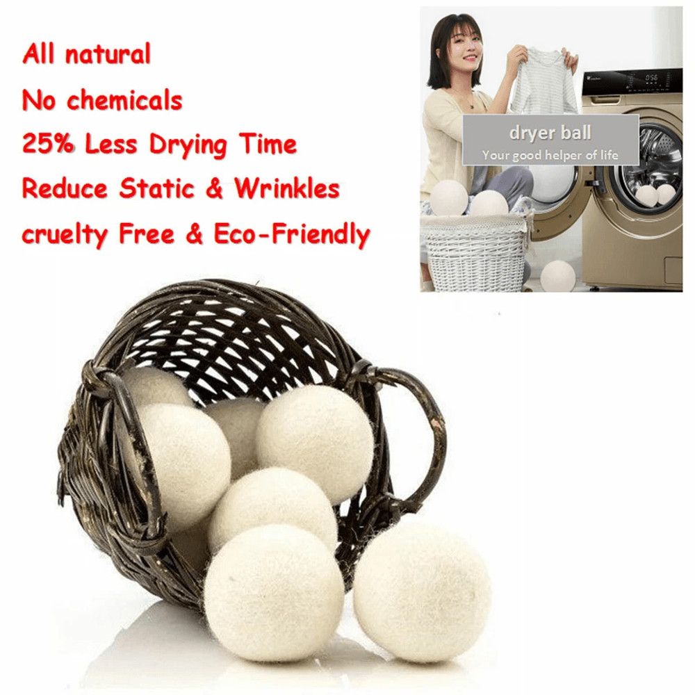 Wool Dryer Balls XL Organic Wool Natural Laundry Fabric Softener Reusable Hypoallergenic ChemicalF 1