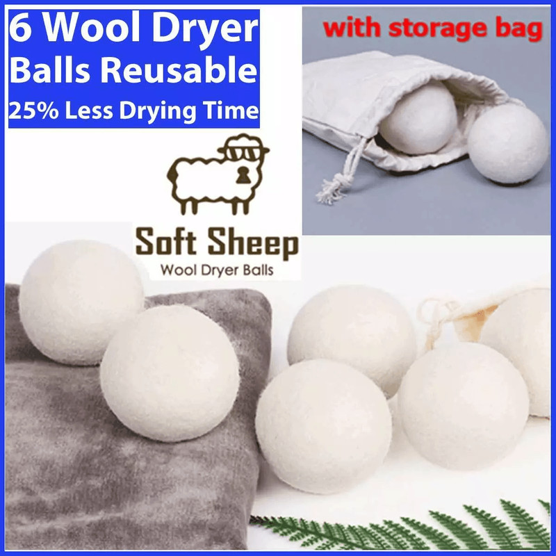 Wool Dryer Balls XL Organic Wool Natural Laundry Fabric Softener Reusable Hypoallergenic ChemicalF 0
