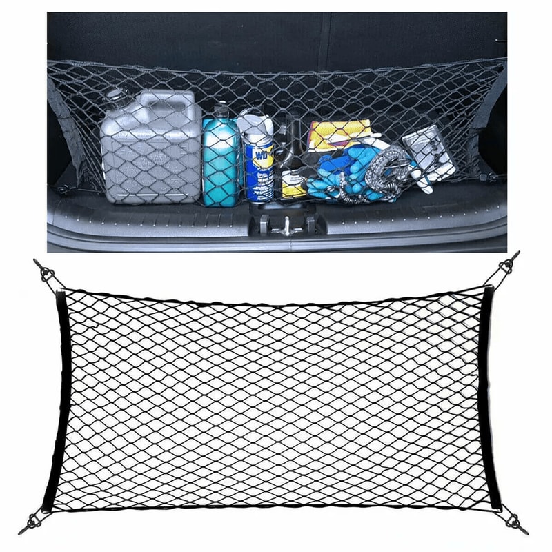 Universal Trunk Cargo Net Mesh Organizer For Car SUV Truck Rear Hook Elastic Nylon 0