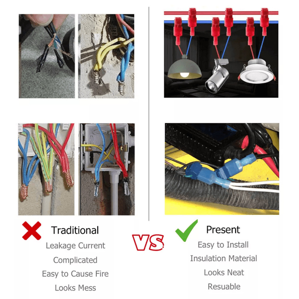 TTaps Wire Terminal Connectors Set AWG Insulated Quick Splice Combo Kit For Easy NoStrip Electrical 4