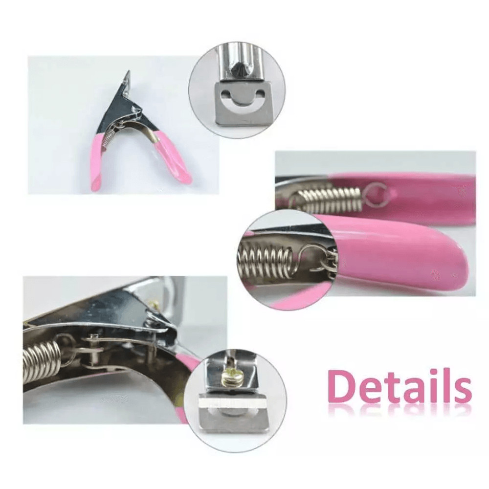 Professional Acrylic False Nail Tip Cutter Clipper Pink SpringLoaded Nail Trimmer For Manicure Fake 5