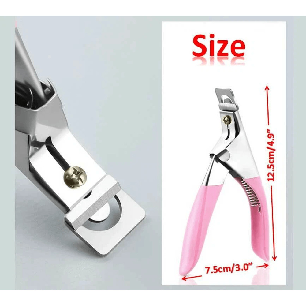 Professional Acrylic False Nail Tip Cutter Clipper Pink SpringLoaded Nail Trimmer For Manicure Fake 8