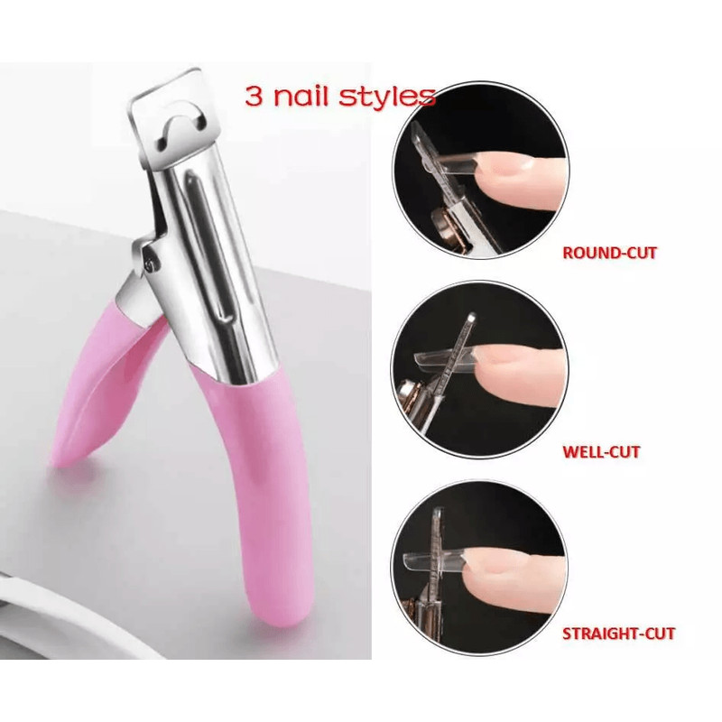Professional Acrylic False Nail Tip Cutter Clipper Pink SpringLoaded Nail Trimmer For Manicure Fake 0