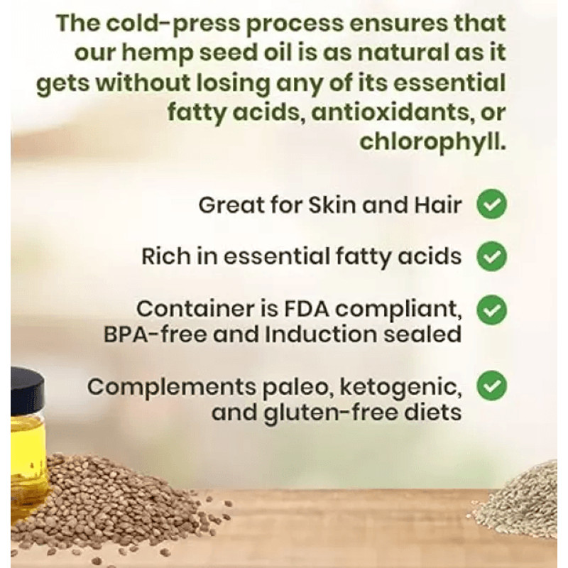 Organic Hemp Oil ColdPressed Pure Unrefined Virgin Hemp Seed Oil For Stress Pain Sleep Food Grade 6