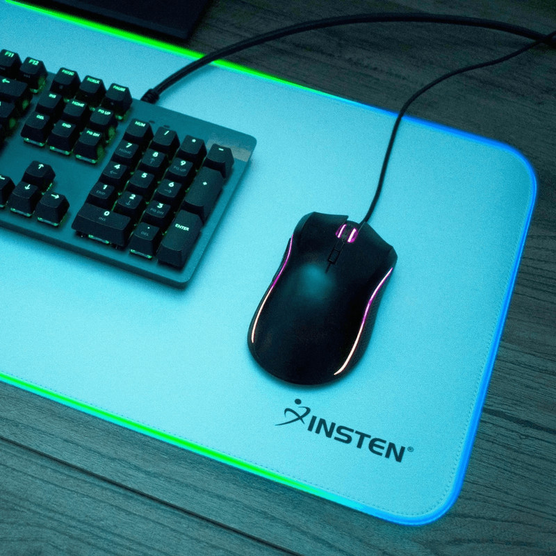 Large RGB LED Gaming Mouse Pad With USB Port Soft Cloth White Mat 315 3