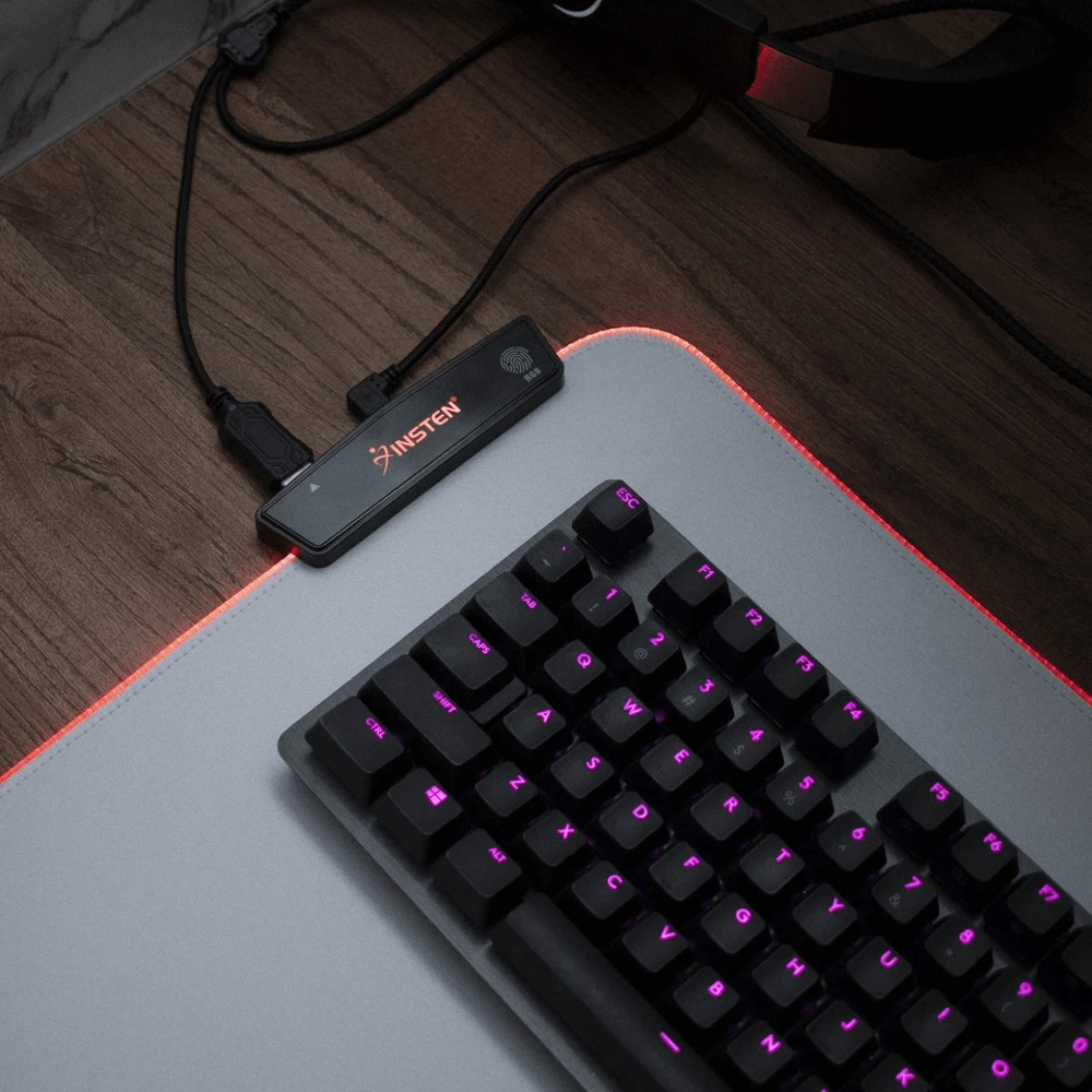 Large RGB LED Gaming Mouse Pad With USB Port Soft Cloth White Mat 315 5