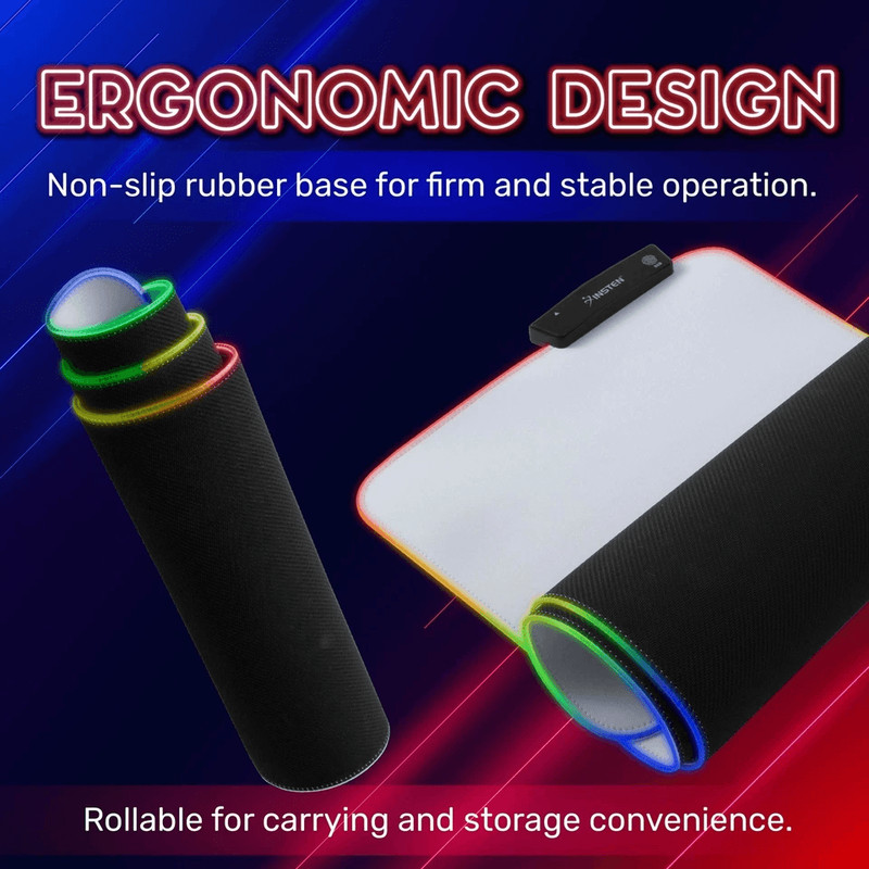 Large RGB LED Gaming Mouse Pad With USB Port Soft Cloth White Mat 315 2