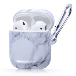 for airpods case marble glossy soft tpu shockproof protective cover white