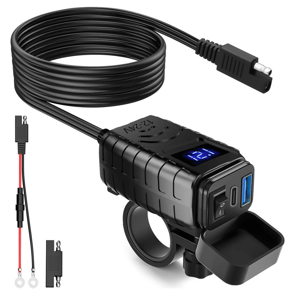Super Fast QC 3Motorcycle Dual USB Charger Adapter LED Waterproof 0