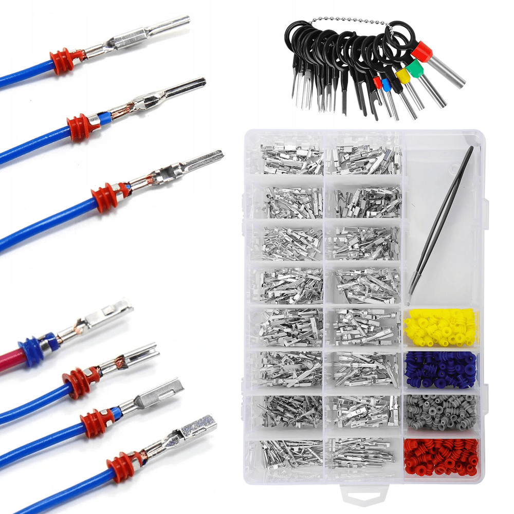 Automotive Electrical Connector Pins Kit Terminals 300 Wire Seals Terminal Removal Tool Tweezers F 0