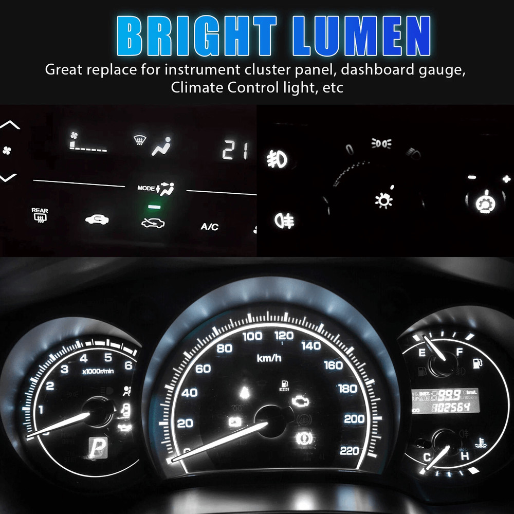20x White Neo Wedge LED Dash Switch AC Climate Control HVAC Light Bulbs 12V Instrument Panel Replac 5