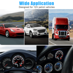 universal car tachometer gauge with led shift light, 0-8000 rpm for 12v petrol engines compatible with 4, 6, 8 cylinder