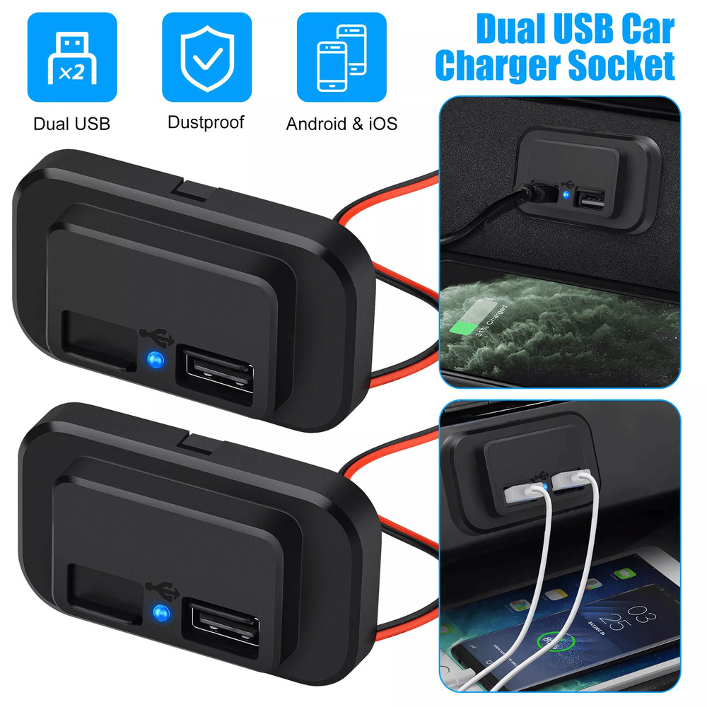 Fast Dual USB Car Charger Socket Power Outlet Adapter For Boat RV 0