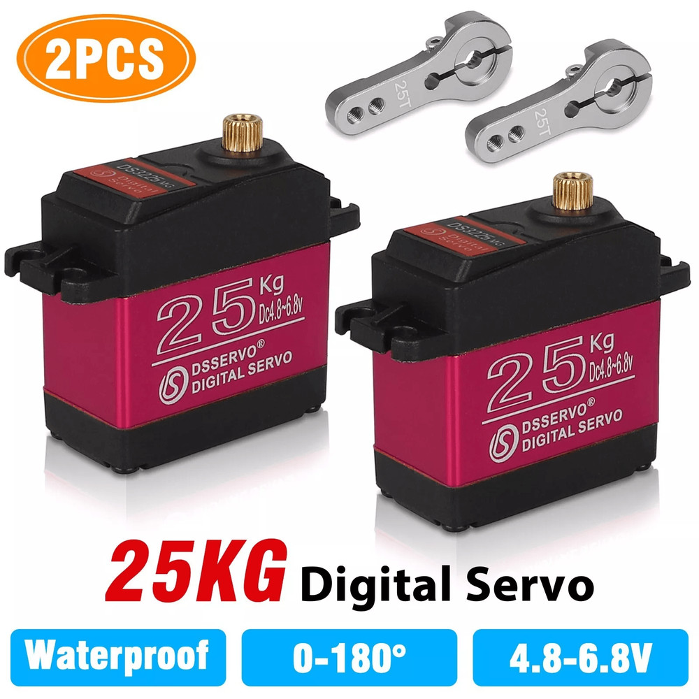 25KG Waterproof Digital Servo Metal Gear High Torque  Speed For RC Car  2Pcs Set 0