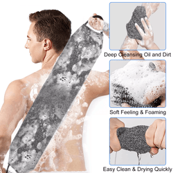 exfoliating back scrubber towel strip for shower bath - soft skin body wash cloth for spa and exfoliation