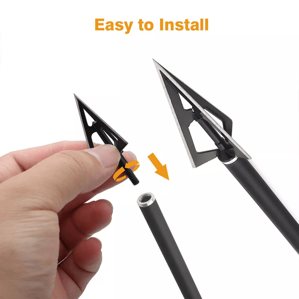 3 Blade Grain Hunting Broadheads Compatible With Crossbow Compound Bow 1