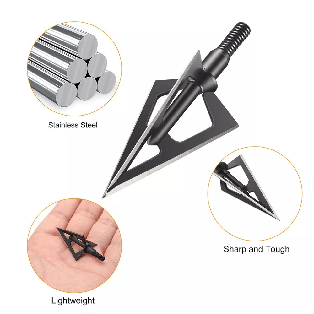 3 Blade Grain Hunting Broadheads Compatible With Crossbow Compound Bow 3