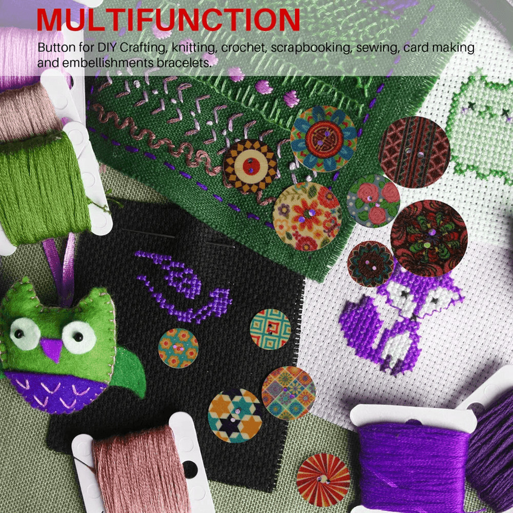 Lot Of Wooden Art Buttons 2Hole Mixed Colors For DIY Sewing Scrapbooking Crafts 2