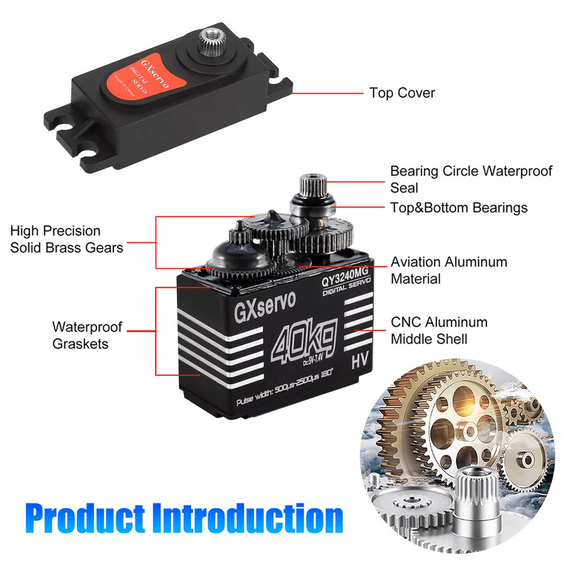 40KG Metal Gear Waterproof Digital Servo High Torque For 18 110 RC Car Precision Steering Control 3