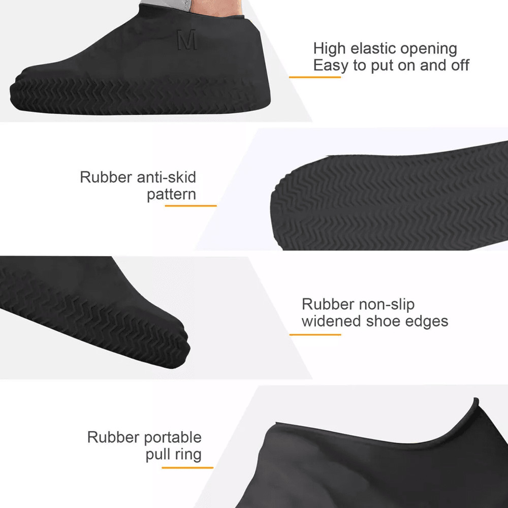 AntiSlip Silicone Rain Shoe Covers Reusable Waterproof Overshoes For Men  Women 4