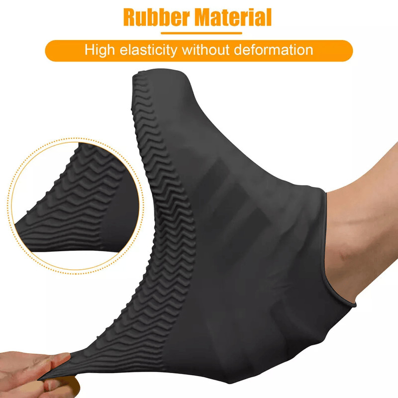 AntiSlip Silicone Rain Shoe Covers Reusable Waterproof Overshoes For Men  Women 3