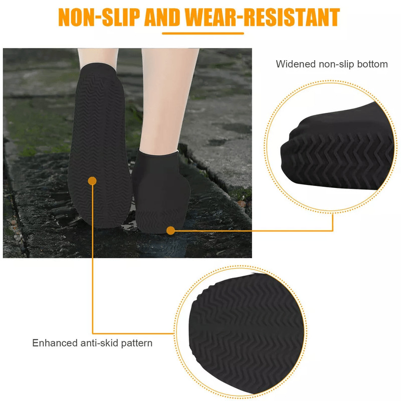 AntiSlip Silicone Rain Shoe Covers Reusable Waterproof Overshoes For Men  Women 2