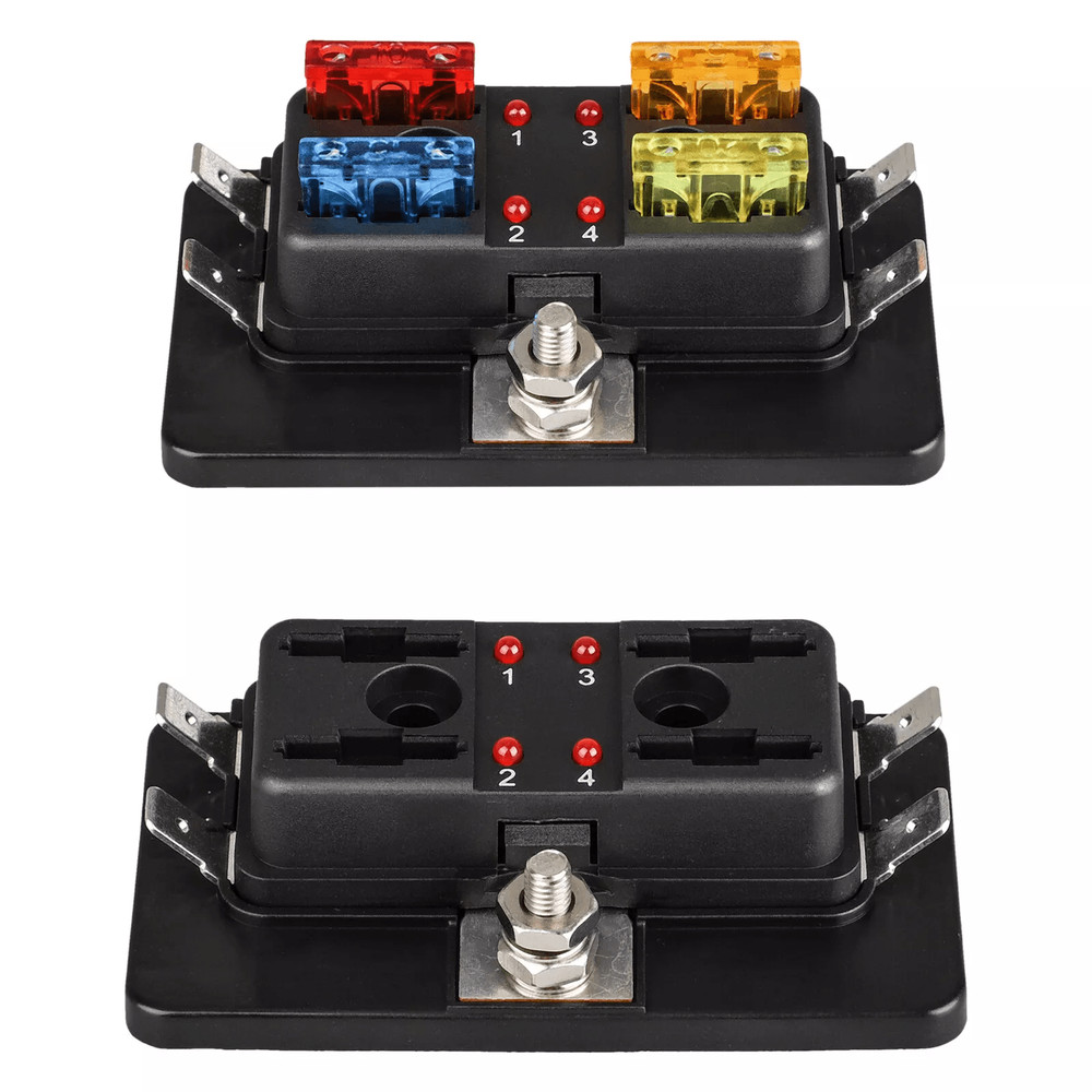 4Way Blade Fuse Box Holder With LED Indicator For 12V24V Automotive Marine RV And Boat Applications 2
