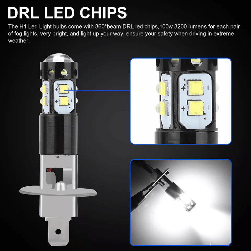 LED Fog Light Bulbs Super Bright 6500K White Driving Lamps 2