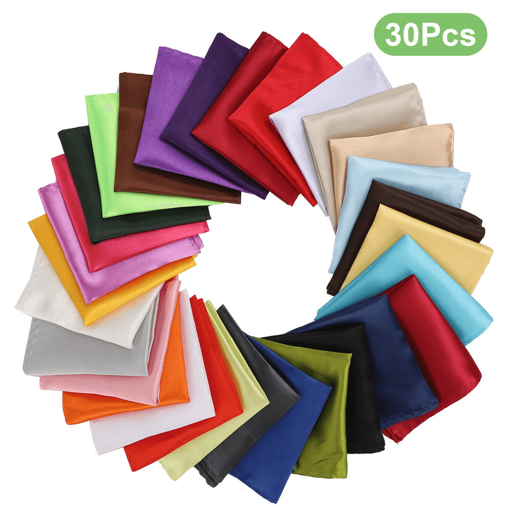 Mens Satin Silk Pocket Squares Set Assorted Solid Color Hankies For Wedding Party Tuxedo Formal Su 0