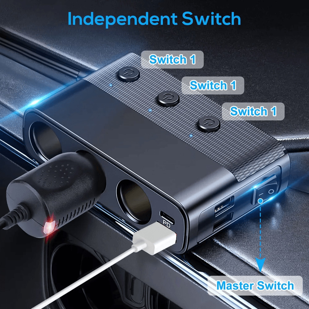 Car Cigarette Lighter Socket Splitter Power Adapter With Quick Charge USB Ports 4