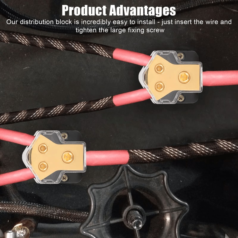 Car Audio Splitter Amp Power Distribution Block 024 Gauge In 468 Gauge Out 2Way Ground Terminal For 4