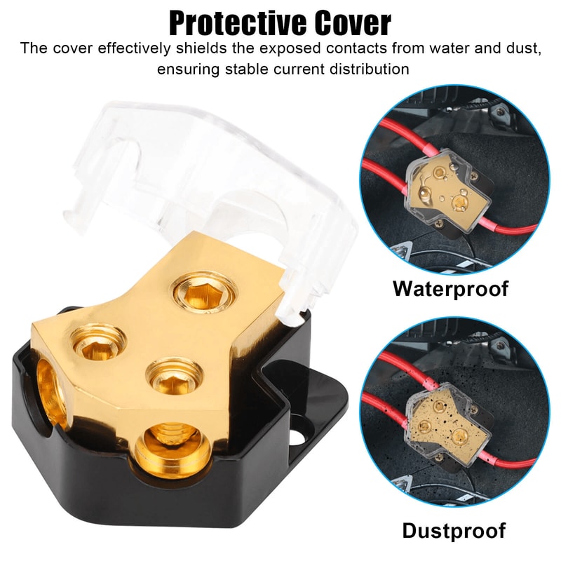 Car Audio Splitter Amp Power Distribution Block 024 Gauge In 468 Gauge Out 2Way Ground Terminal For 6