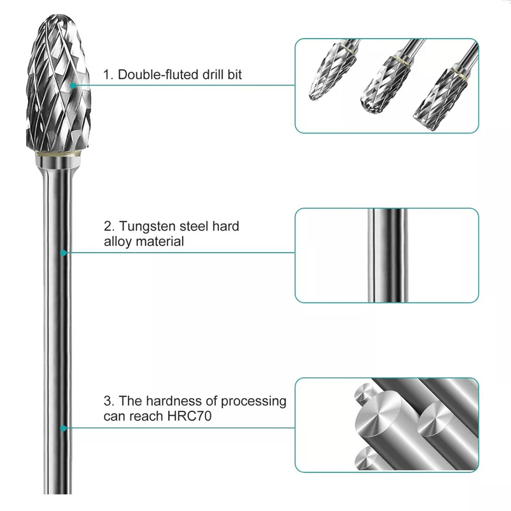 Tungsten Carbide Rotary Burr Set Shank Die Grinder Carving Bits Kit 1