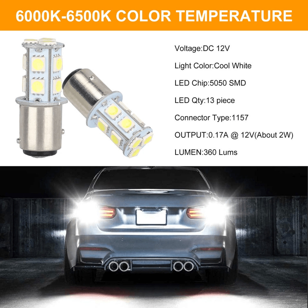 LED Tail Brake Light Bulbs 13 SMD 6500K White For Car Truck 4