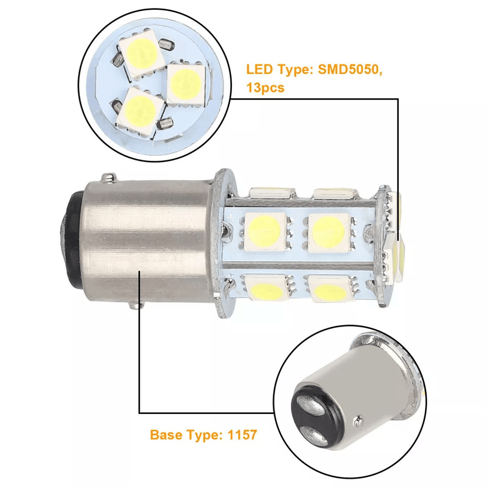 LED Tail Brake Light Bulbs 13 SMD 6500K White For Car Truck 1