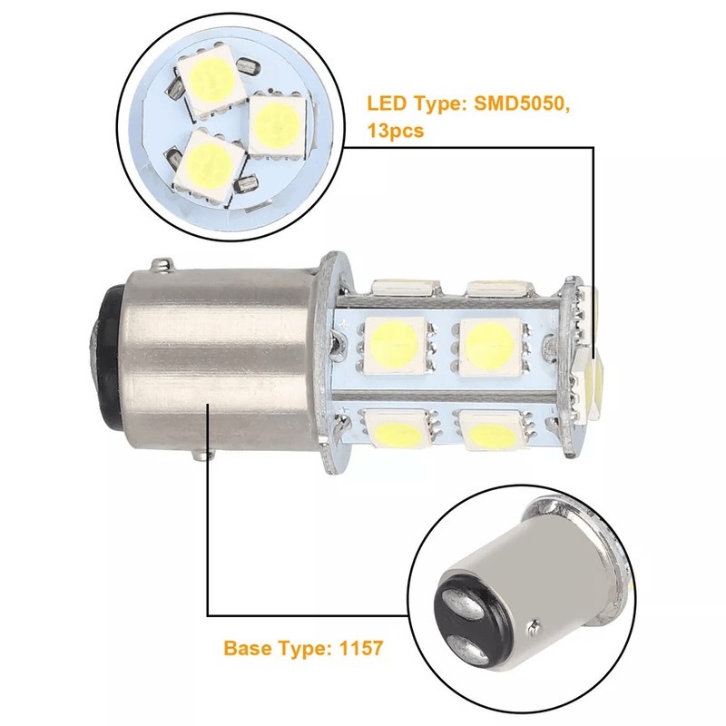 LED Tail Brake Light Bulbs 13 SMD 6500K White For Car Truck 1