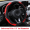 Universal Leather Car Steering Wheel Cover AntiSlip Accessories Black Fit For Standard Wheels Premi 0
