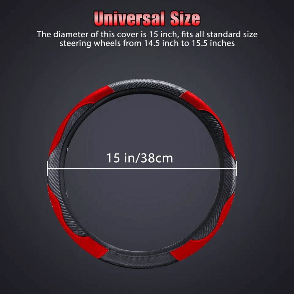 Universal Leather Car Steering Wheel Cover AntiSlip Accessories Black Fit For Standard Wheels Premi 5