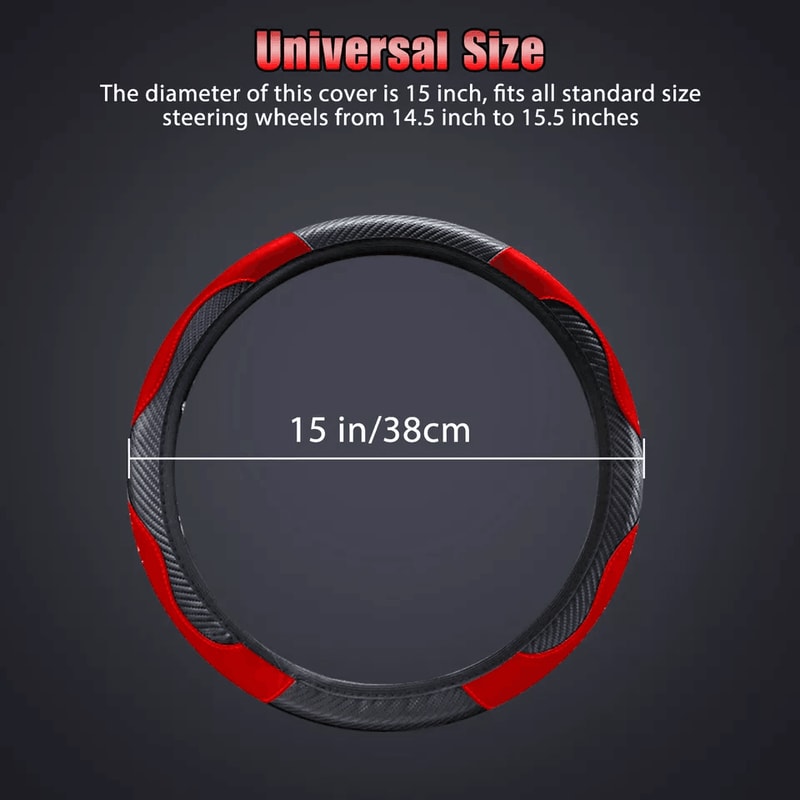 Universal Leather Car Steering Wheel Cover AntiSlip Accessories Black Fit For Standard Wheels Premi 5
