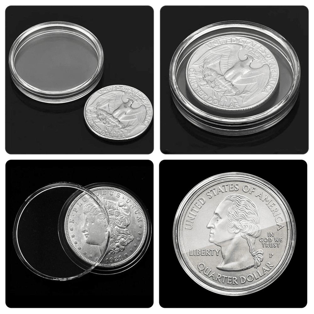 Coin Capsules Holder Storage Case Clear For Silver Eagle Plastic Protective Coin Display Container 4