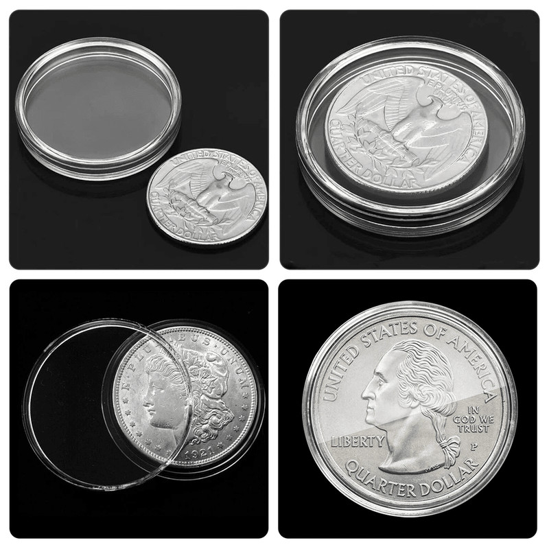 Coin Capsules Holder Storage Case Clear For Silver Eagle Plastic Protective Coin Display Container 4